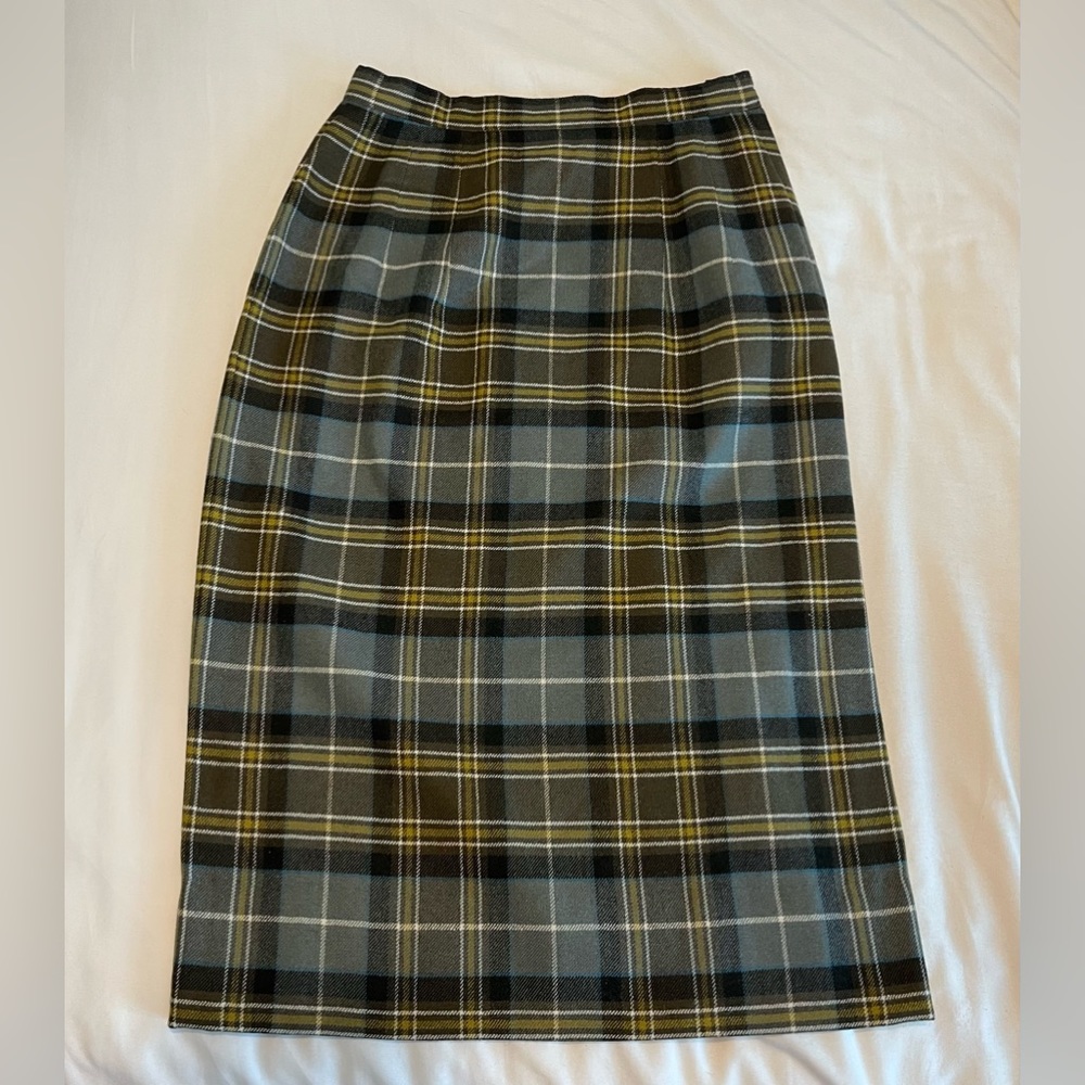 100% Wool Scotland Plaid pencil skirt